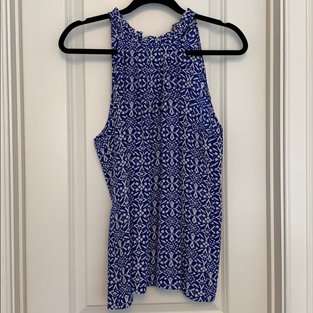 Small Cynthia Rowley Blue and a White Silk Top